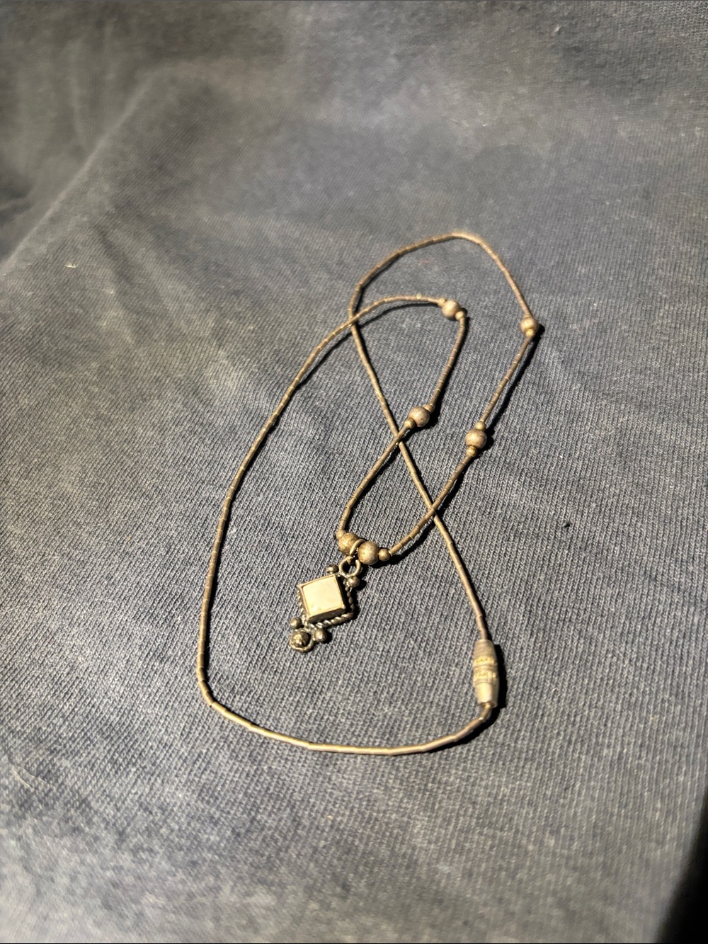 Gold-Tone Beaded Pendant Necklace in Antique Gold